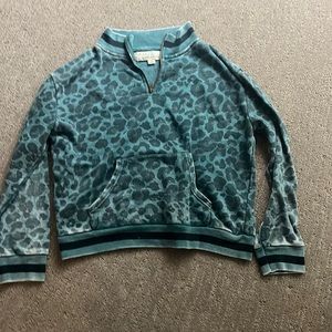 Vintage Havana cheetah half zip sweatshirt